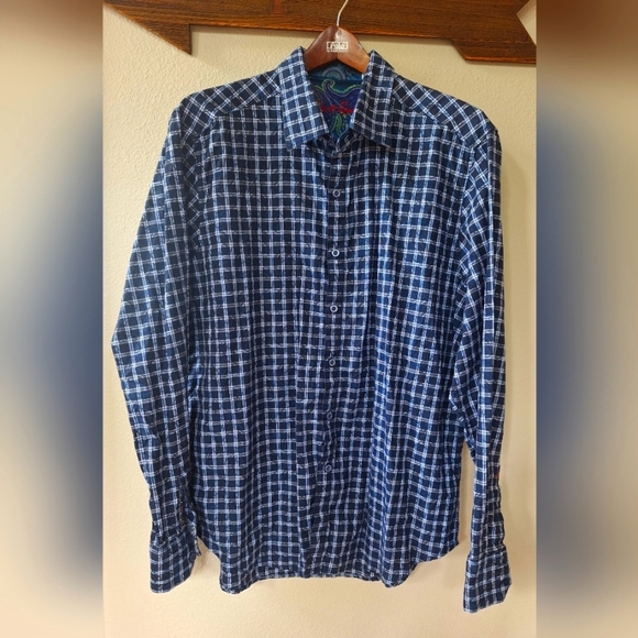 Robert Graham Button Down Plaid Dress Shirt Men's XL Flip Cuff - Picture 1 of 7